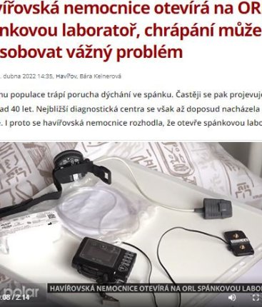 Havířovská nemocnice otevírá na ORL spánkovou laboratoř, chrápání může způsobovat vážný problém