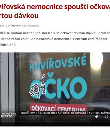 Havířovská nemocnice spouští očkování čtvrtou dávkou