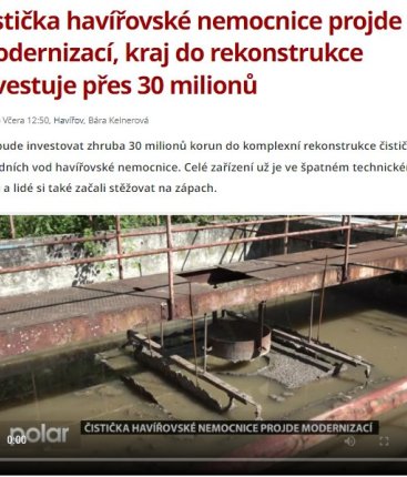 Čistička havířovské nemocnice projde modernizací, kraj do rekonstrukce investuje přes 30 milionů