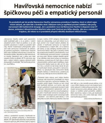 Havířovská nemocnice nabízí špičkovou péči a empatický personál